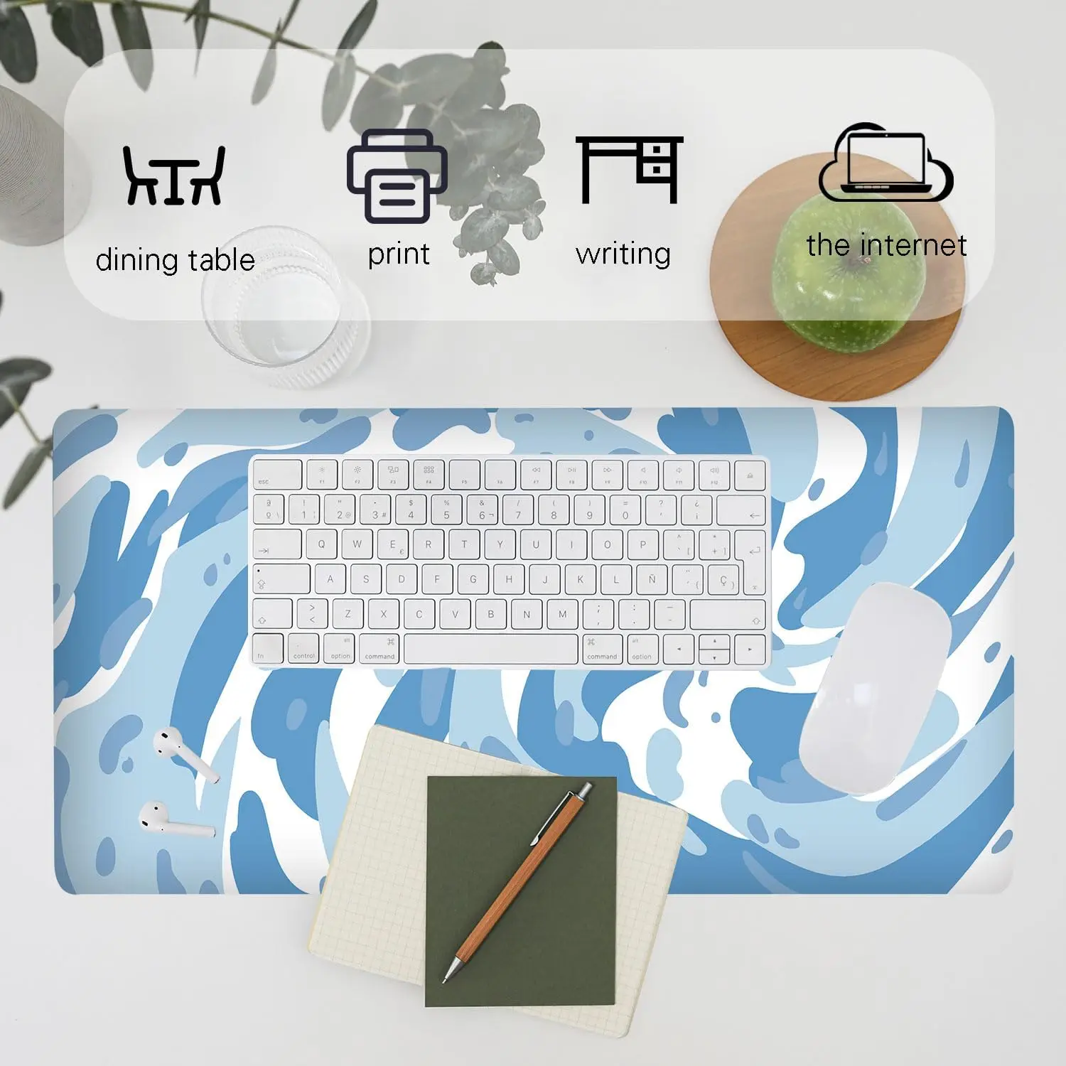 연하늘색 카모 스월 패턴 게이밍 마우스 패드, 미끄럼  - Desk Setup Blue 리뷰 및 가격