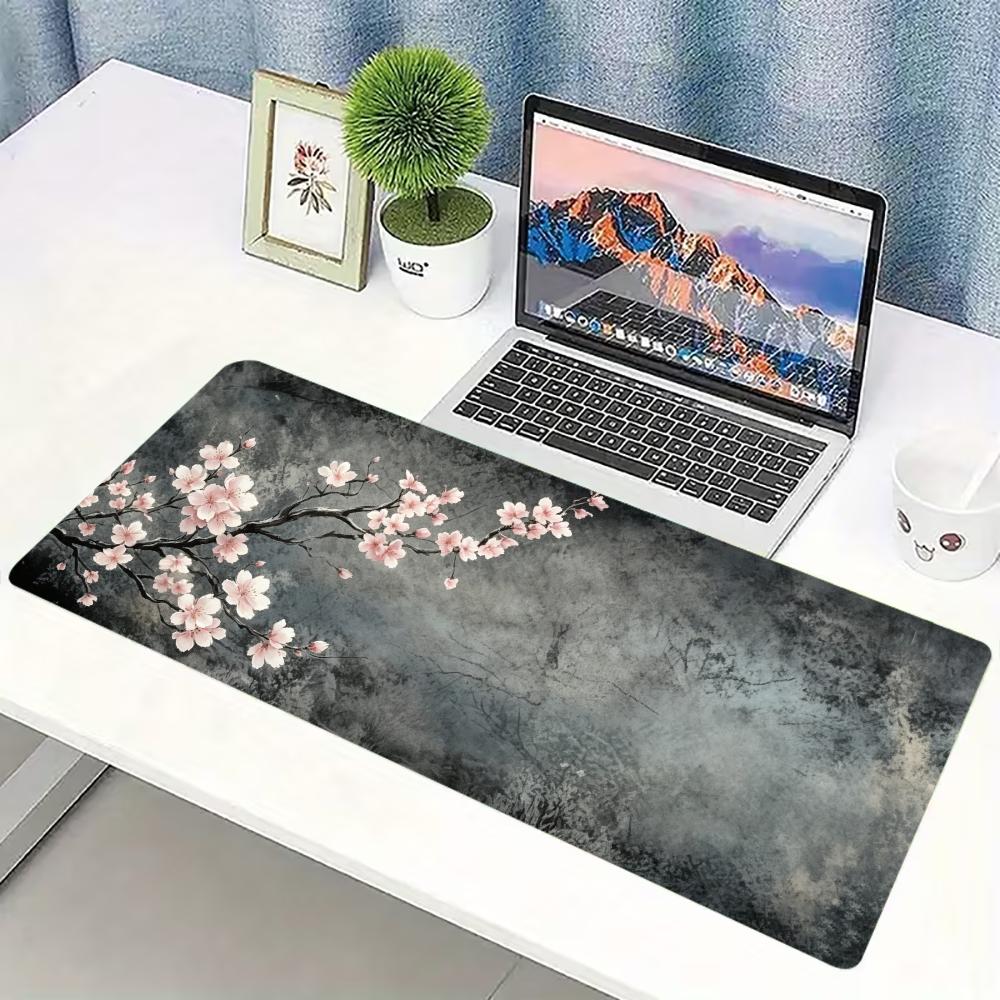 매화 잉크 아트 확장형 데스크 매트 논슬립 고무 스티치 - Desk Setup Laptop And Pc 리뷰 및 가격