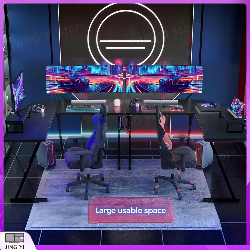 모니터 스탠드가 있는 L자형 게이밍 책상 127x127 - Desk Setup Corner 리뷰 및 가격